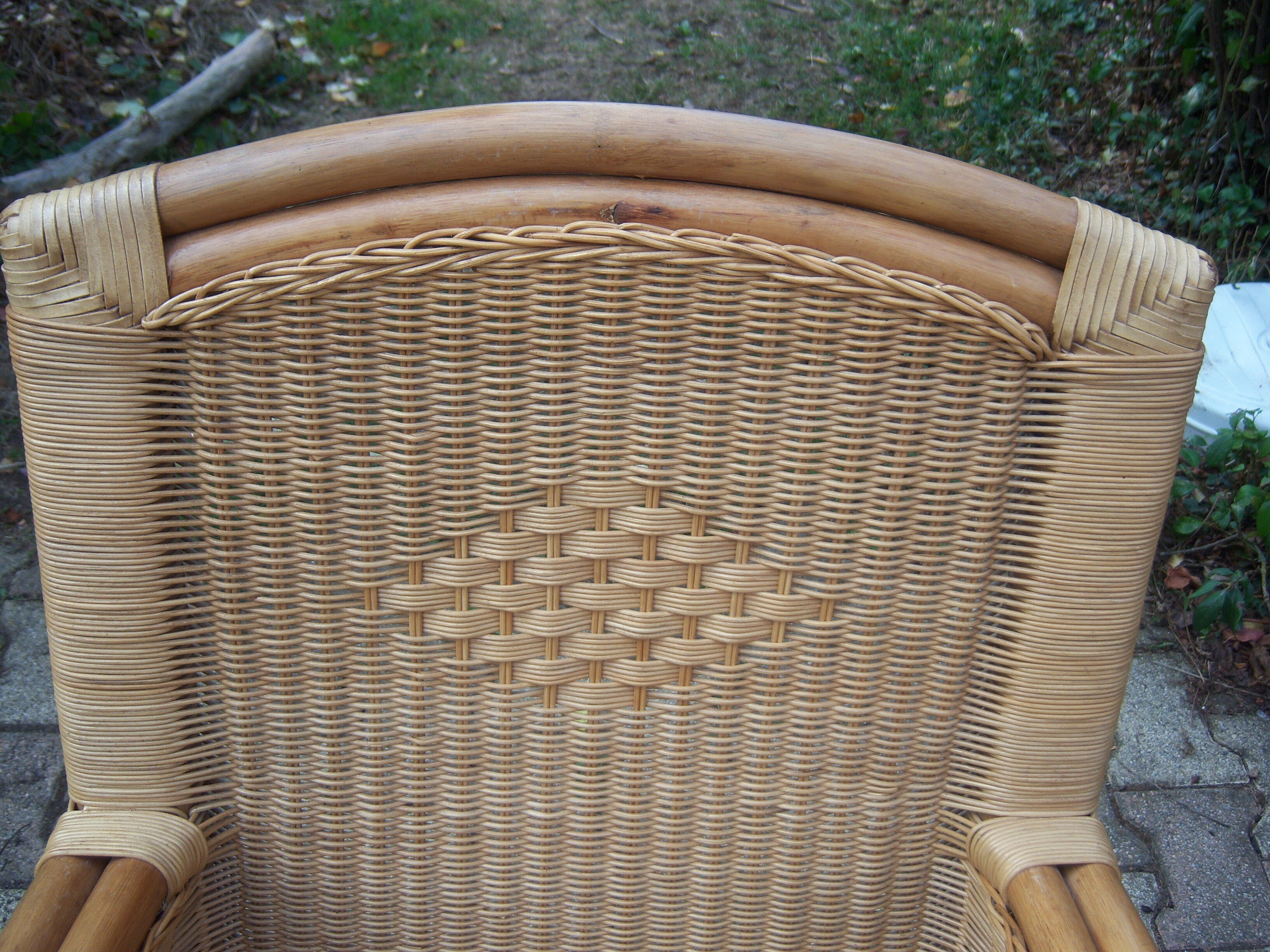 Wicker and bamboo armchair