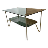 1975 glass coffee table with 2 tops, good condition