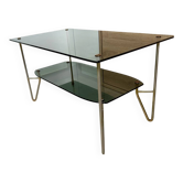 1975 glass coffee table with 2 tops, good condition