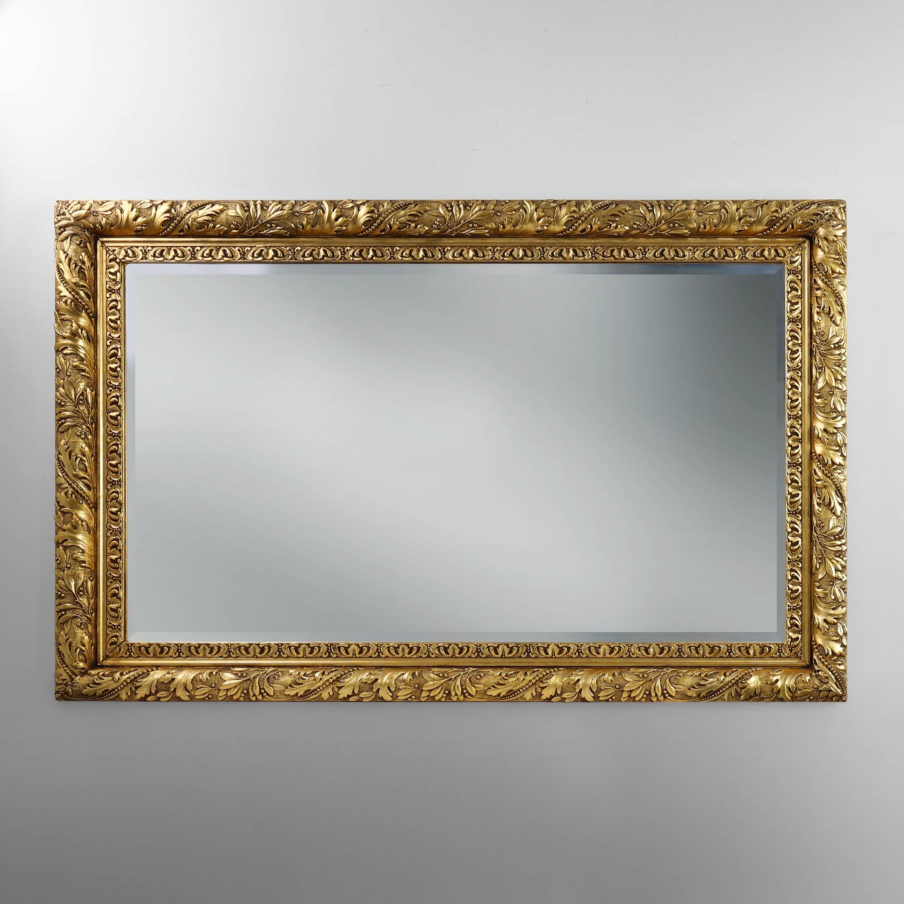 Large French Rustic Baroque Oak Wall Mirror, circa 1850