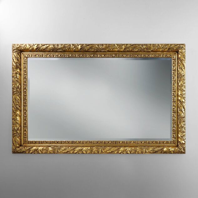 Grand miroir mural en chêne baroque rustique français, vers 1850