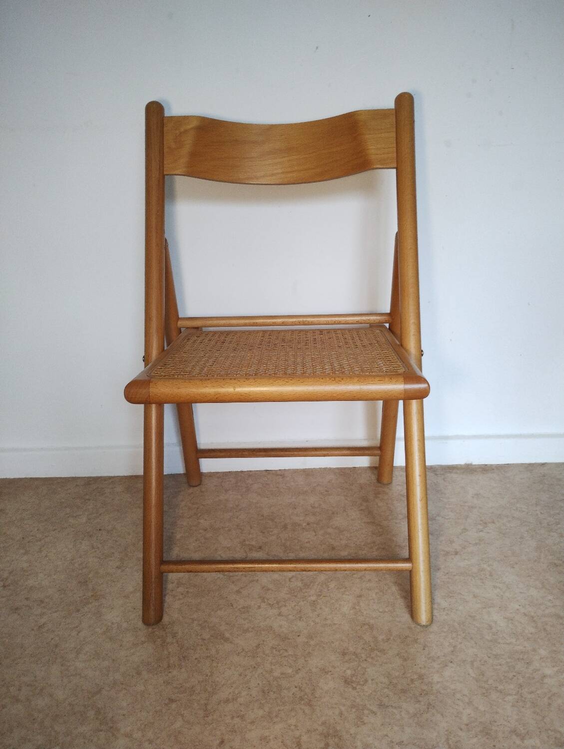Cane-seated folding chair