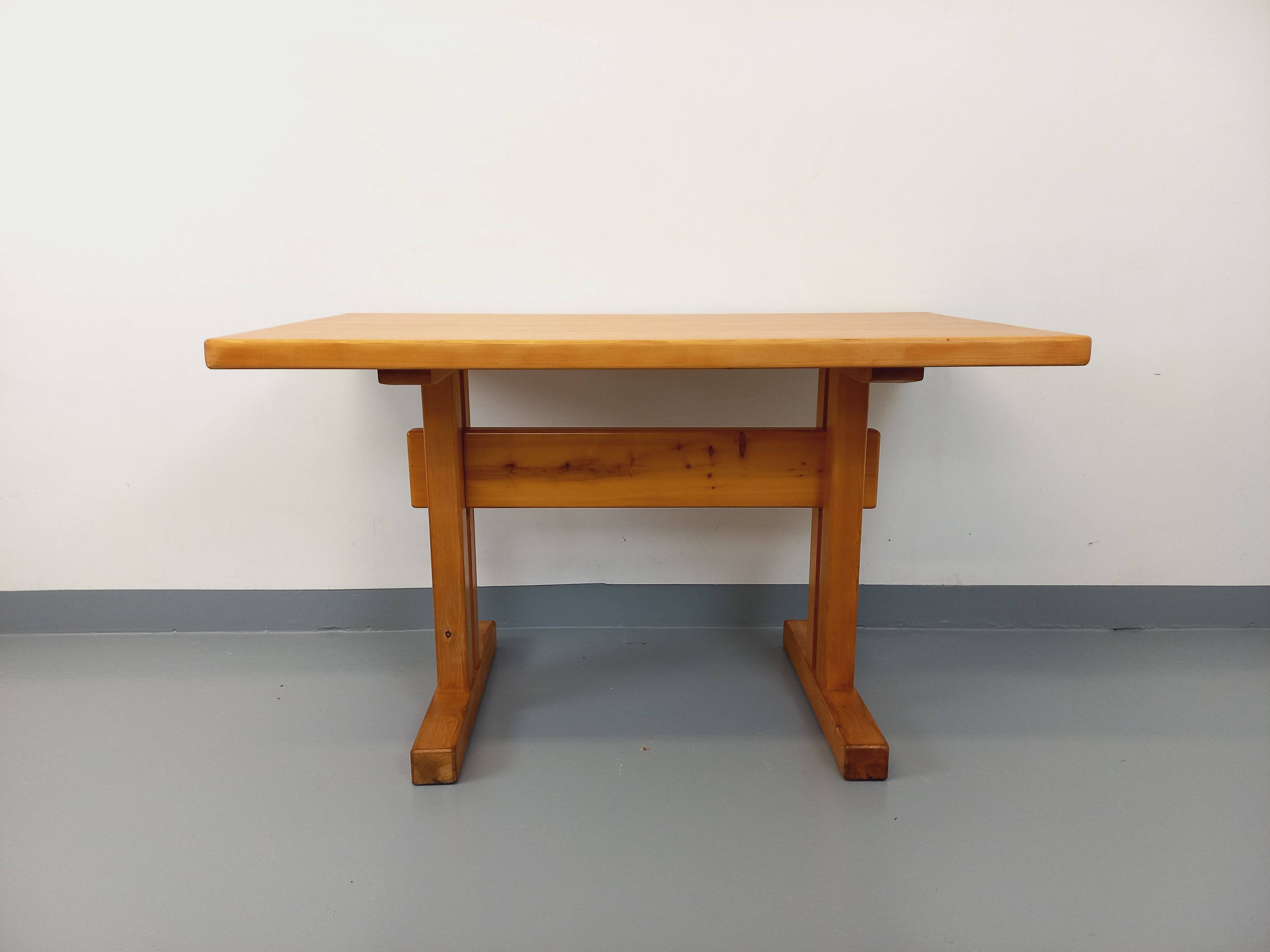 Charlotte Perriand Les Arcs vintage rectangular pine dining table from the 60s 70s