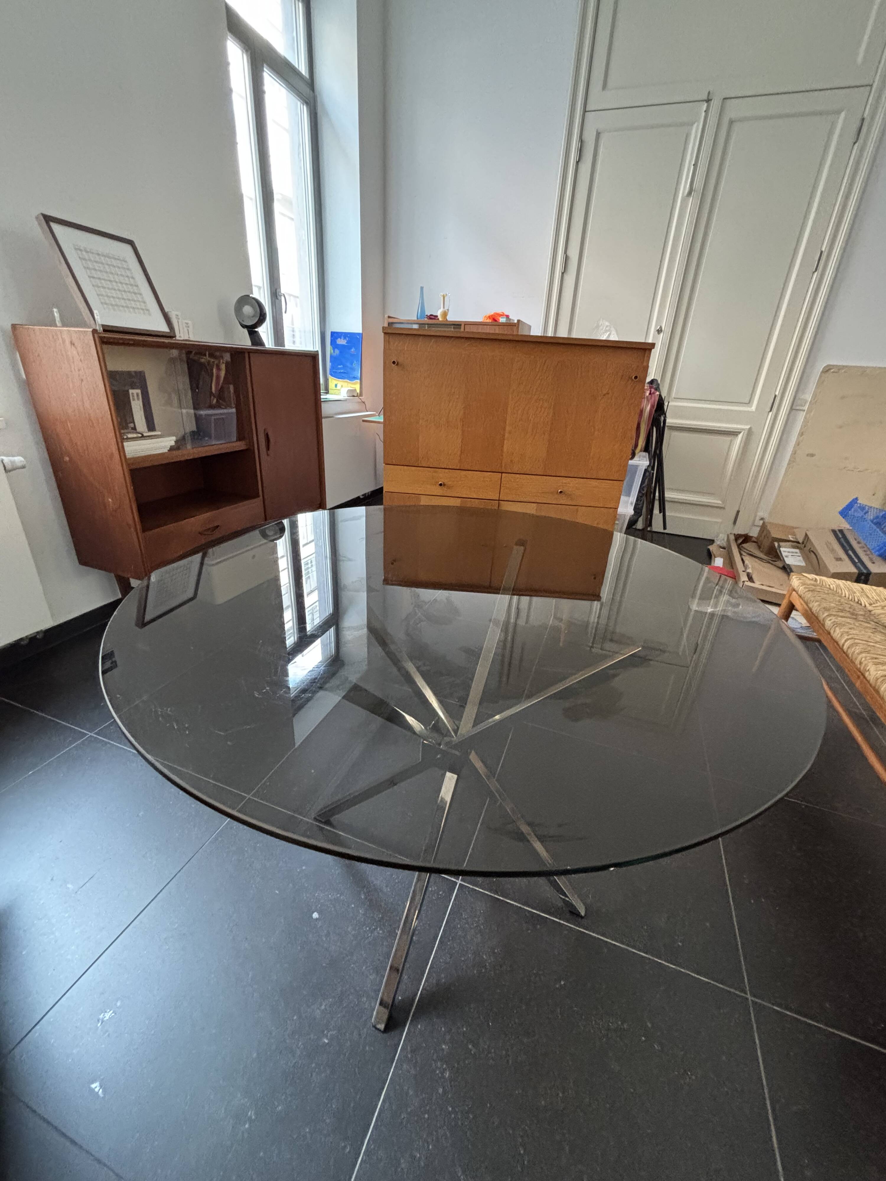 Table Verre 70s vintage Chrome