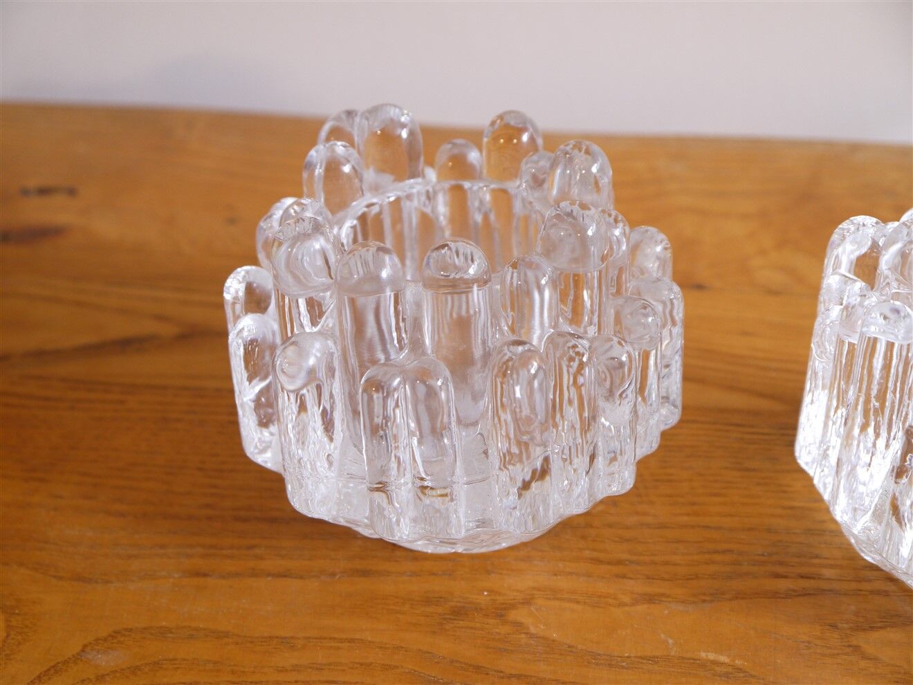 Pair of "polaris" glass candle holders by Goran Warff 1960