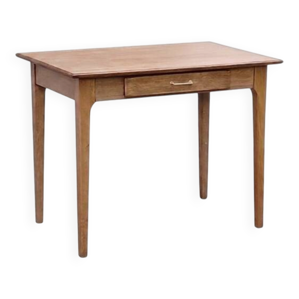 Table bureau, de cuisine, table d’appoint ancienne en chêne vintage 1950