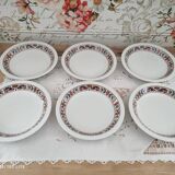 Set of 6 hollow plates in porcelain Bavaria white floral frieze 70s