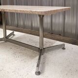 Rectangular dining table, travertine and chrome, 1970