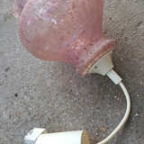 Pink glass pendant lamp, vintage, 70s
