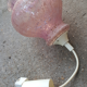 Pink glass pendant lamp, vintage, 70s