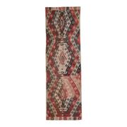 1970s Turkish Oushak Handmade Wool Cotton Red Kilim Runner Rug 130x400