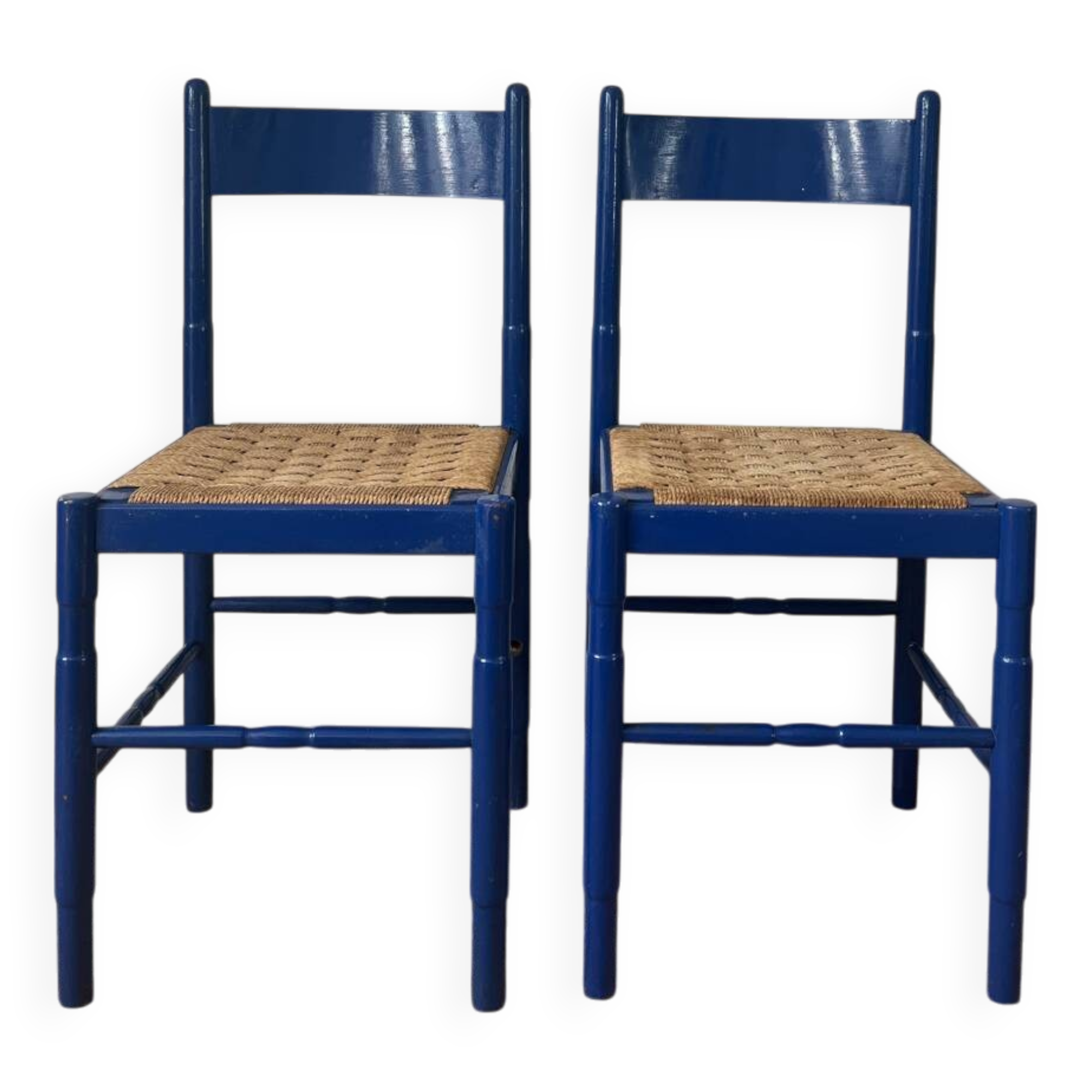 Paire de chaises en bois et corde