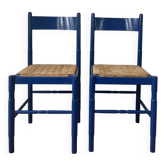 Pair of wooden and rope chairs