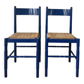 Paire de chaises en bois et corde