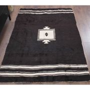 Vintage Turkish hand-knotted wool cotton brown kilim area rug 118x170