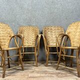 Set of 4 chestnut woven armchairs