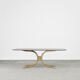 Vintage brass hollywood regency gold glamour coffee table with glass top, 1970s
