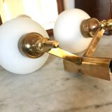 Double brass and opaline wall light