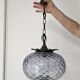 Antique French Victorian style bronze and purple glass pendant light