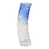Vase d'art en verre bleu et transparent vintage / Décor de maison soufflé à la main Italie / 1980