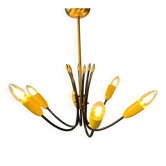 Vintage yellow spider suspension from the 1950s.