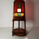 Porte-manteau / porte-parapluies Art Déco en chêne unique – Design obélisque des années 1920 avec vitrail