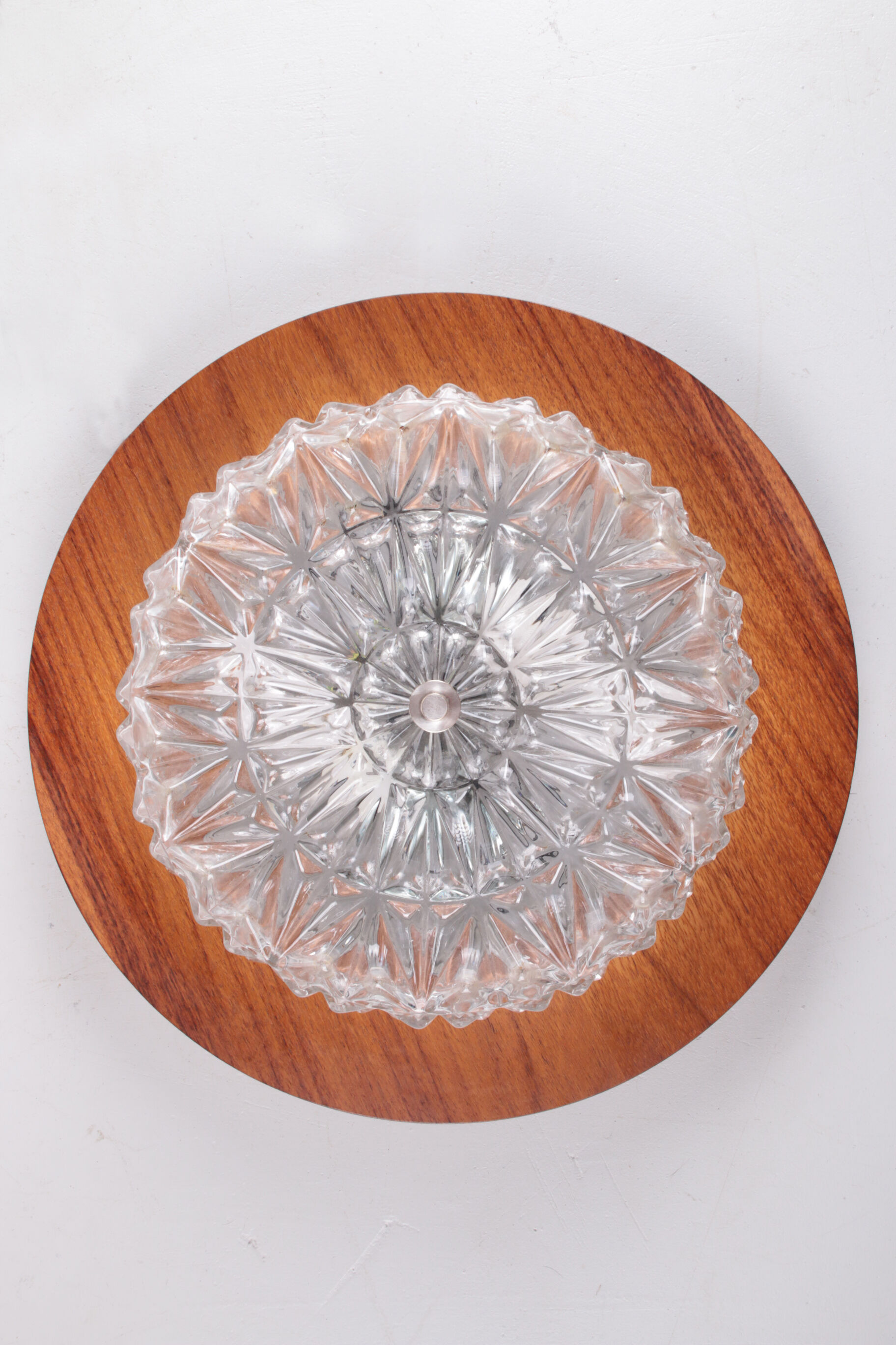Vintage teak and glass ceiling lamps, 60s