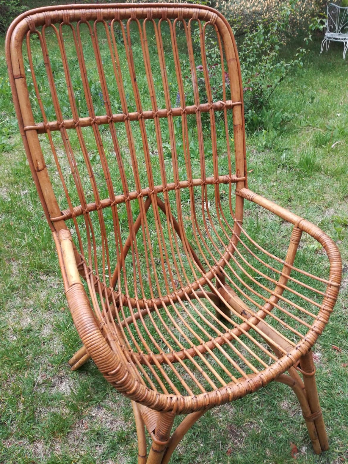 Old rattan armchair