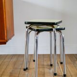 Pair of yellow formica stools, 1970