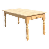 Large renovated table for 10 people - 1 drawer in raw solid wood