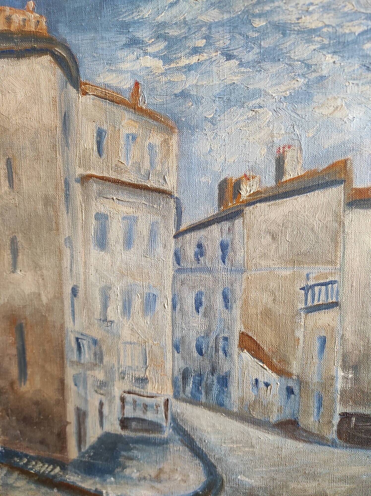 French vintage oil painting, signed Hollan, 1964