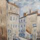 French vintage oil painting, signed Hollan, 1964