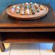 Vintage coffee table in solid wood and rattan - 1970s colonial style
