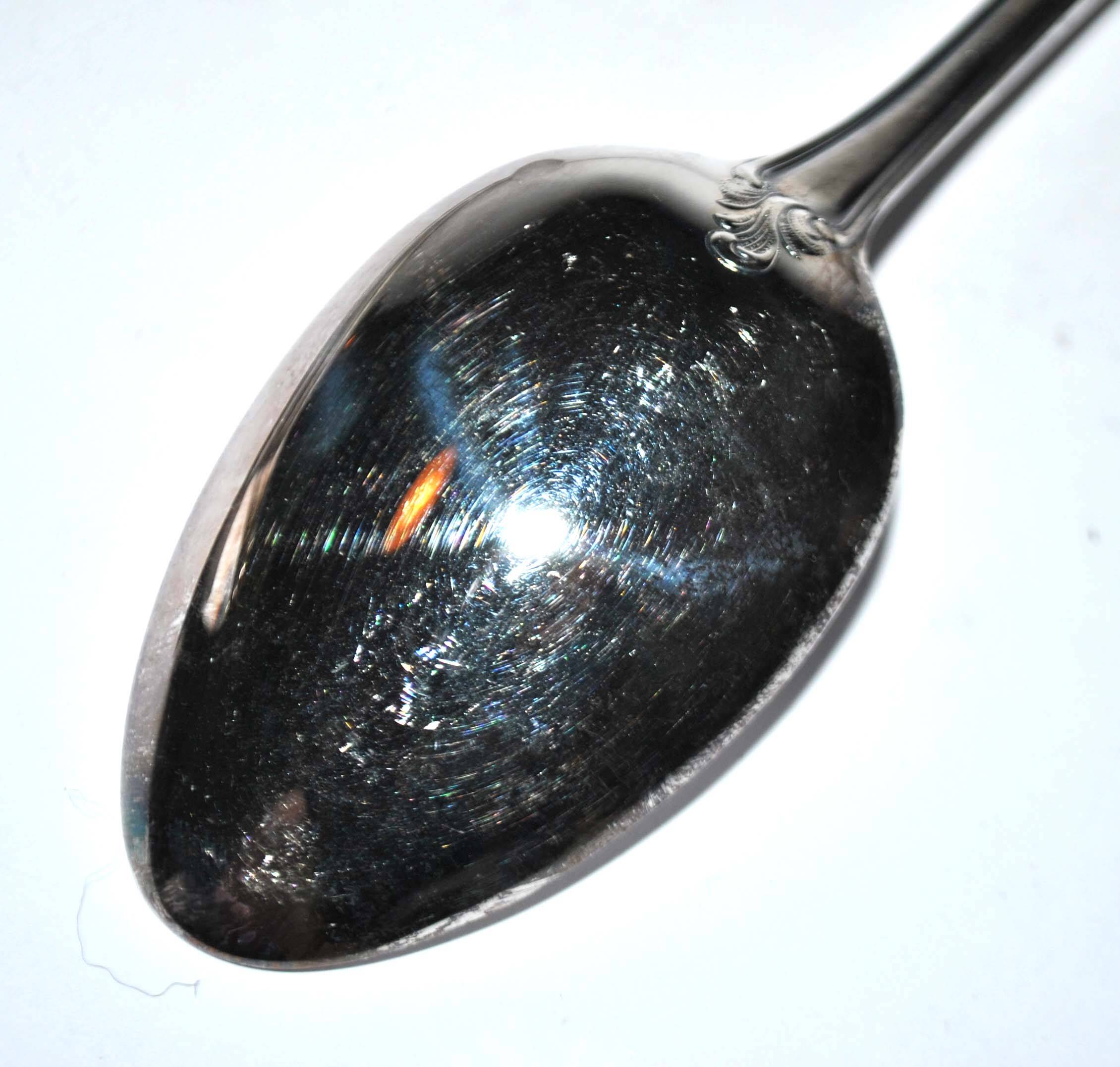 Set of 12 ercuis soup spoons in silver metal - marly rocaille decoration 20.5cm