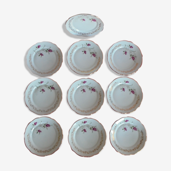 Lot 10 plates with porcelain dessert Chauvigny