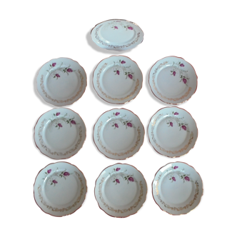 Lot 10 plates with porcelain dessert Chauvigny