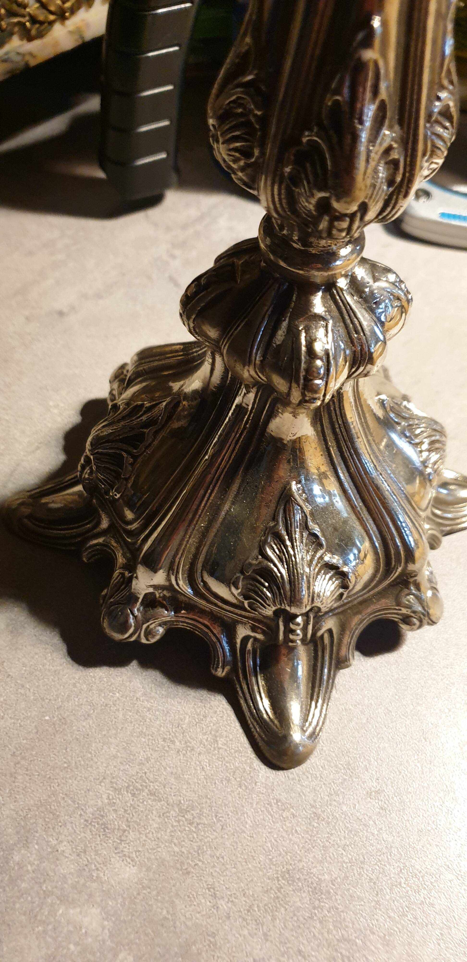 Silver metal candlestick 5 lights baroque style