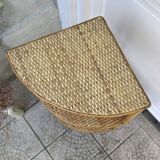 Vintage rattan corner shelf