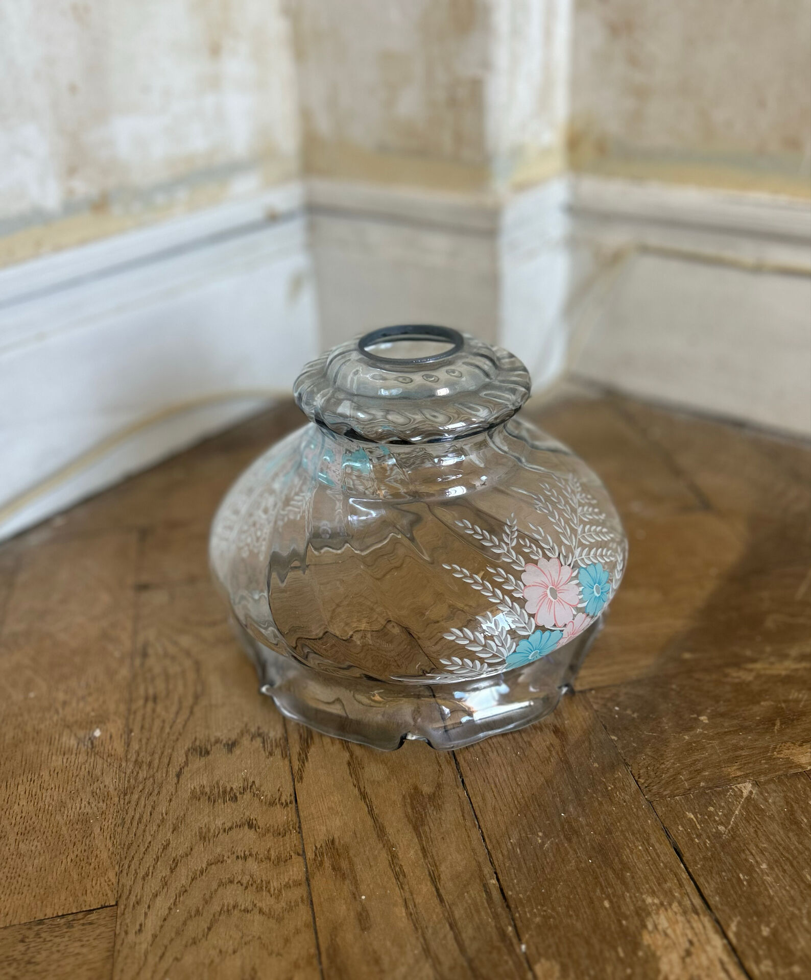 Smoked Glass Tulip Pendant Light - Vintage