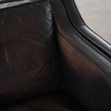 Mogens Hansen, 2-seater canapé mid-century, patinated black leather, 1970s.