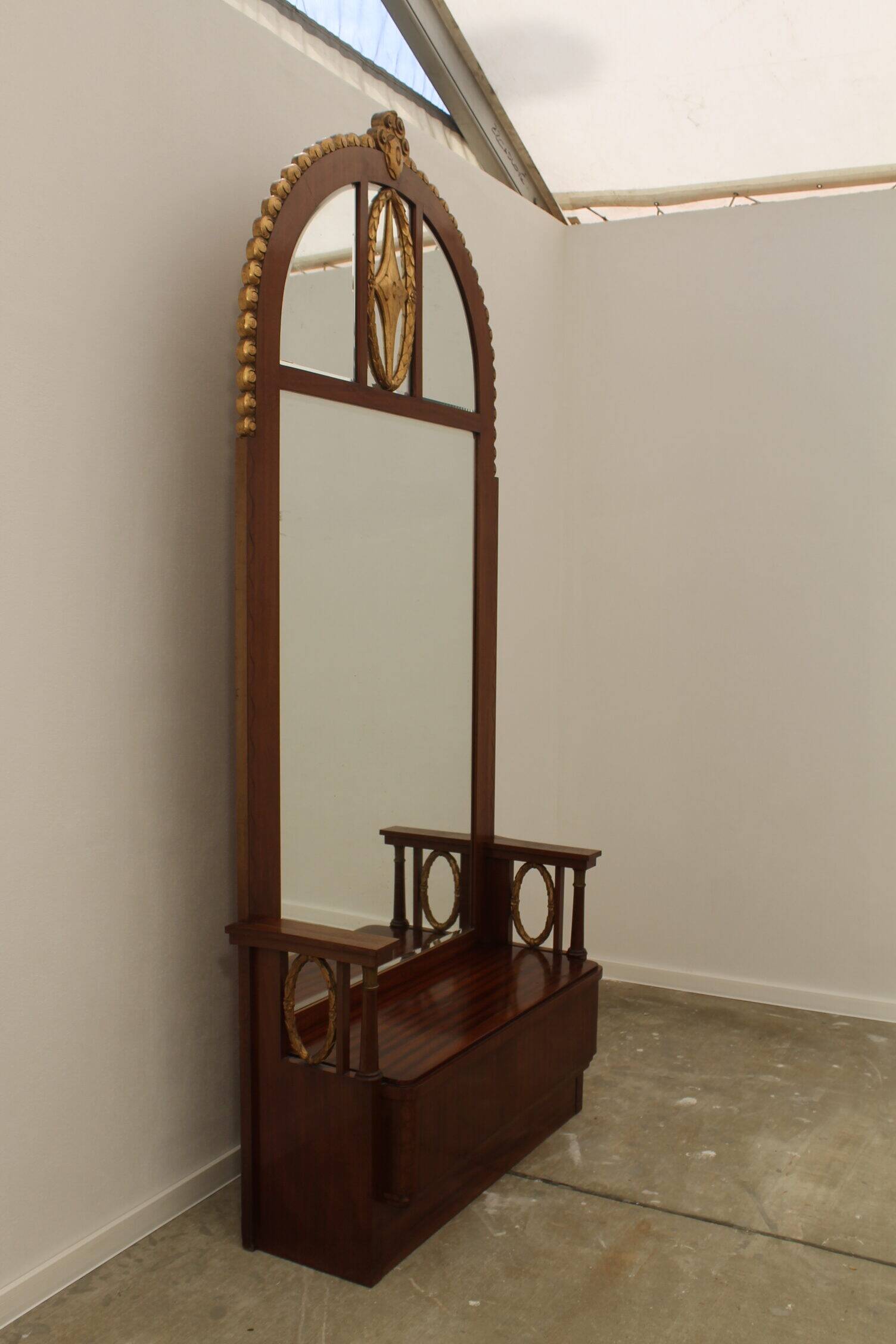 Viennese Secession Huge Mahogany Hall Mirror, 1910