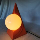 Ceramic pyramid lamp, opaline sphere, postmodern, 1970.