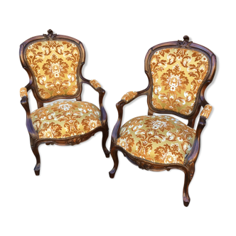 Paire de fauteuils chauffeuses  XIXe style  Louis Philippe acajou