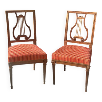 Paire de chaises de style Louis XVI époque  XIX siecle