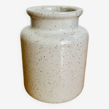 Vintage speckled white stoneware pot