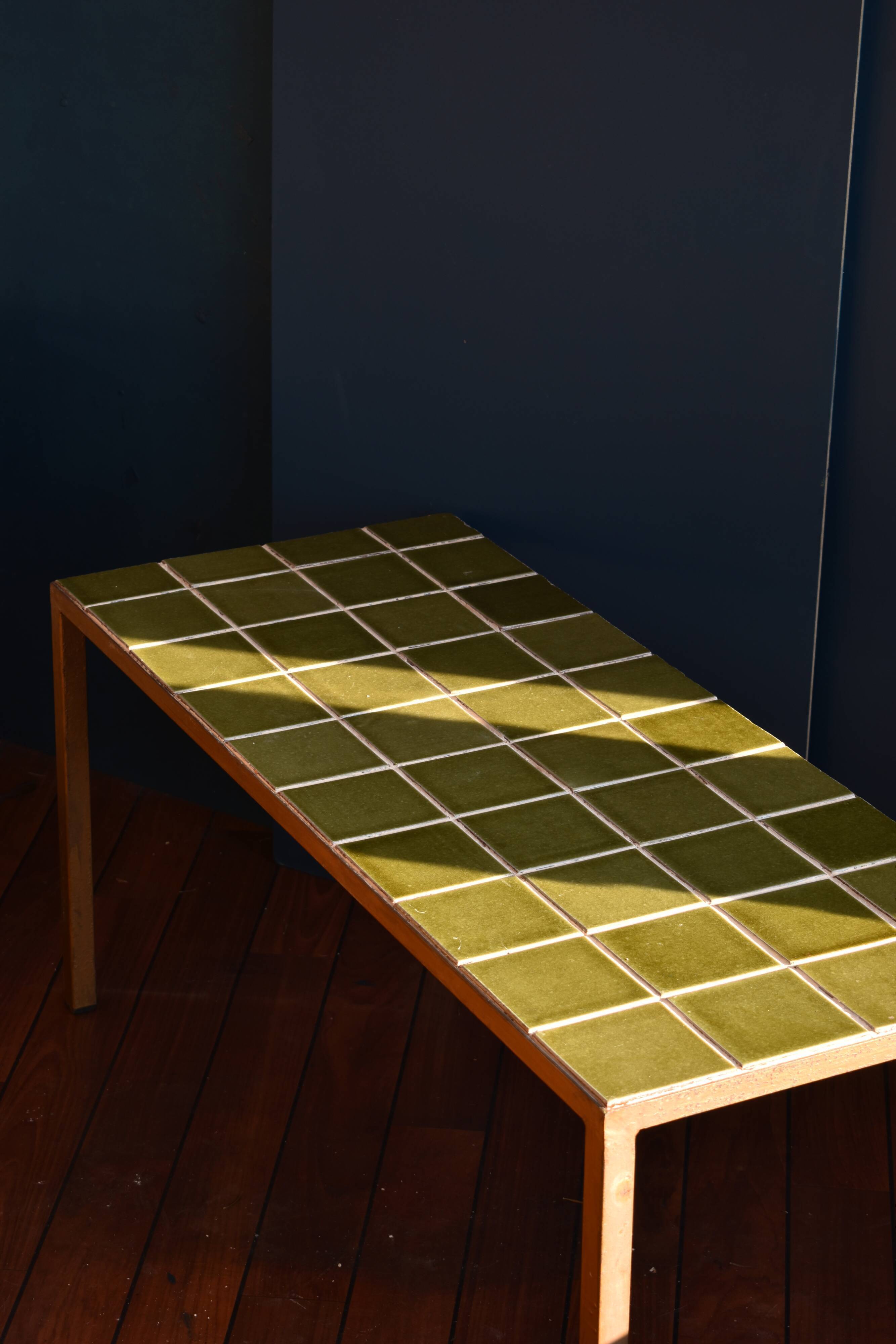 Vintage coffee table green tiles