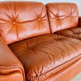 Canapé 2 places vintage danois en cuir cognac du milieu du siècle par Sigurd Resell