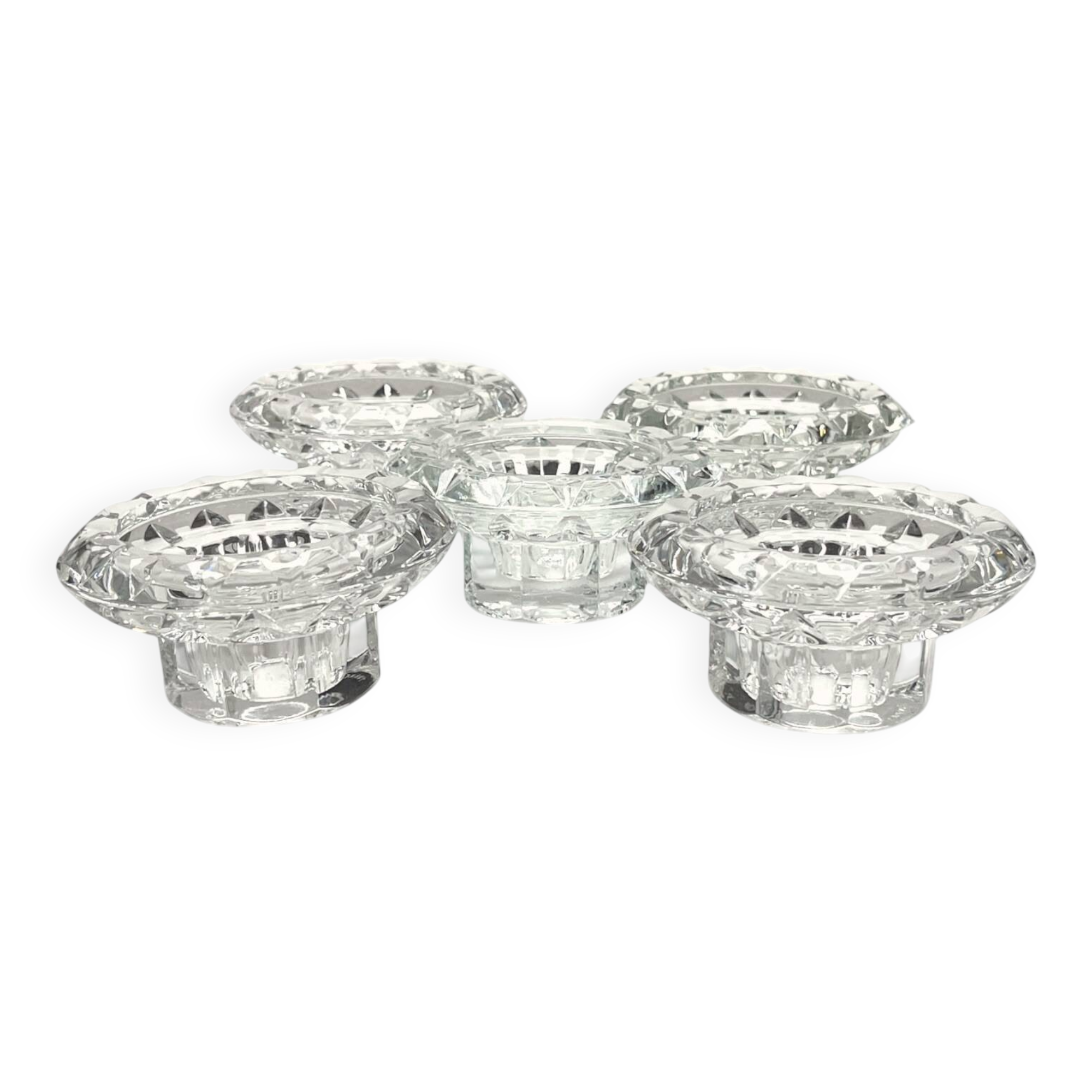 Vintage Art Deco candlestick in transparent moulded crystal glass
