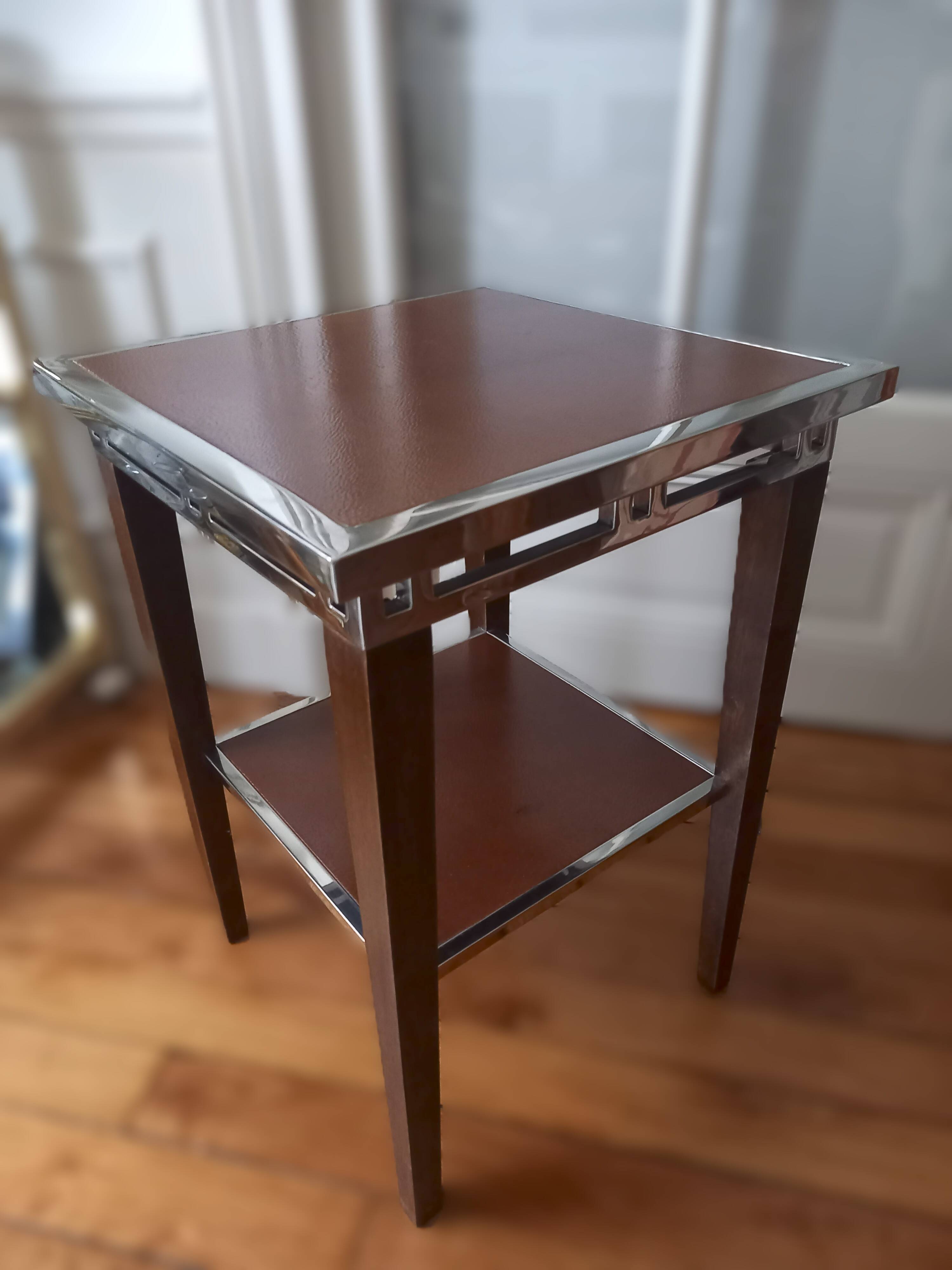 Small square side table/serving table in Art Deco style.