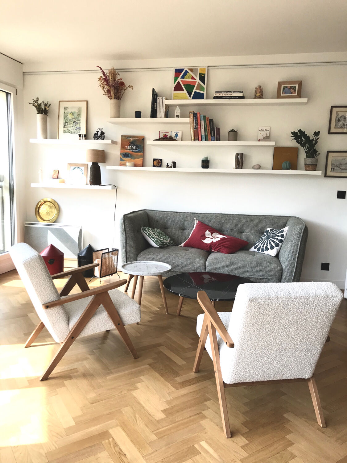 Armchair Kompas corduroy cream renovated